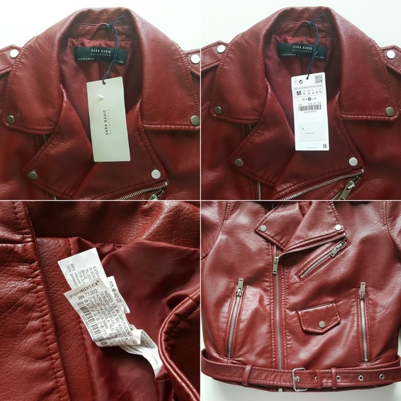 ZARA BASIC Faux Leather Crop Moto Zip Jacket - Picture 8 of 9